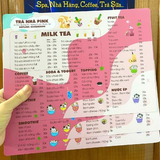 In menu nhựa PVC Cao cấp - Chống nước - Bền màu