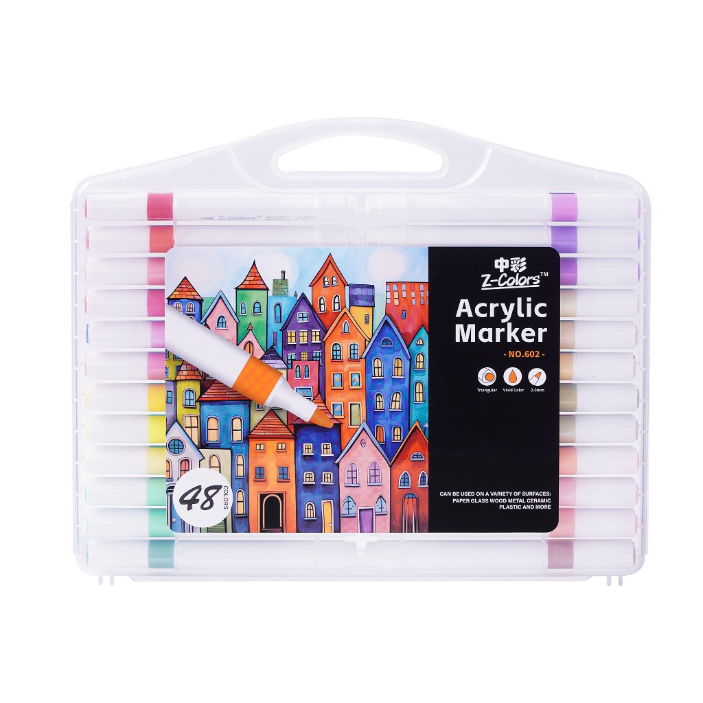 Bút Acrylic Marker Cao Cấp ZhongCai Màu Tươi Sáng, Không Lem, Chống Nước, Vẽ Tô Trên Mọi Chất Liệu