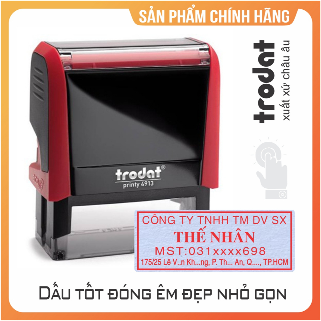 Khắc dấu công ty mã số thuế 3, 4 dòng hiệu Trodat - Làm con dấu theo yêu cầu - Kích thước 57 x 22mm