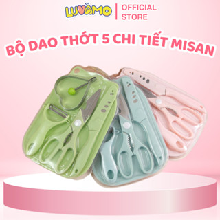  Bộ dao thớt kéo nạo 5 chi tiết dụng cụ chế biến đồ ăn dặm cho bé luvamo AD40 