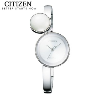 Đồng hồ nữ citizen eco-drive đính kim cương dây thép không gỉ ew5490-59a - mặt trắng