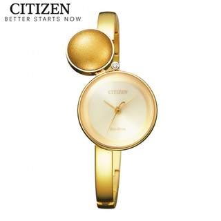 Đồng hồ nữ citizen eco-drive đính kim cương dây thép không gỉ ew5492-53p - mặt vàng