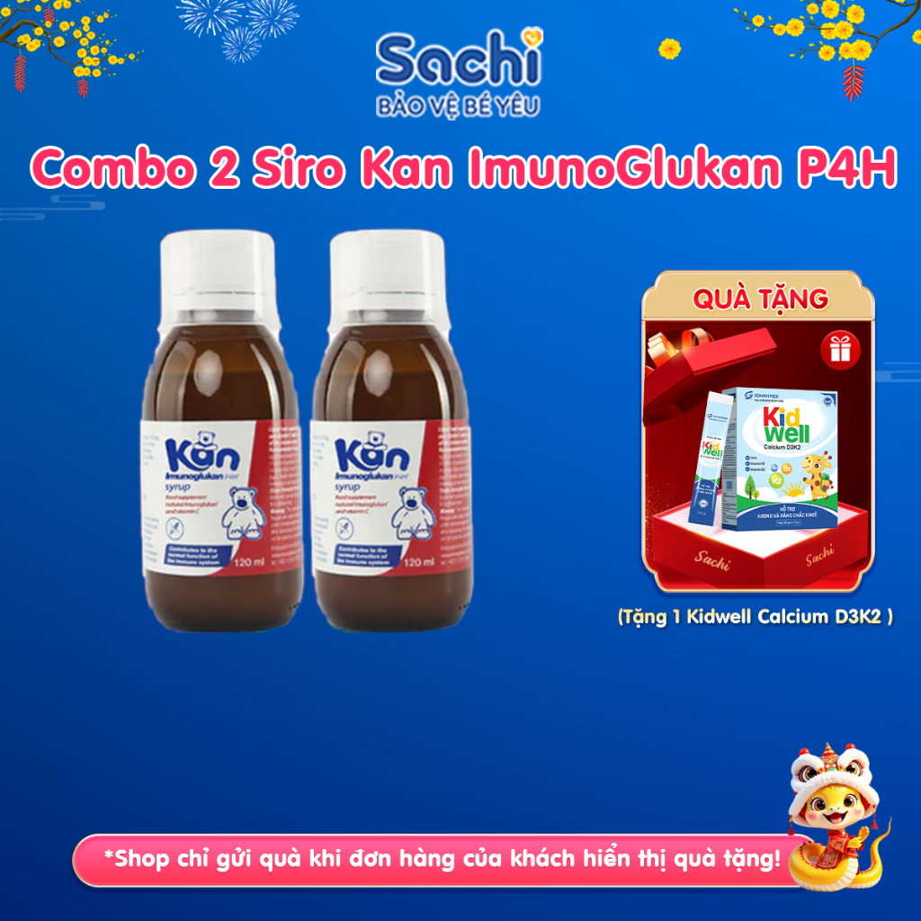 Siro Kan ImunoGlukan P4H hỗ trợ tăng đề kháng cho bé - Combo 2 chai - 120ml