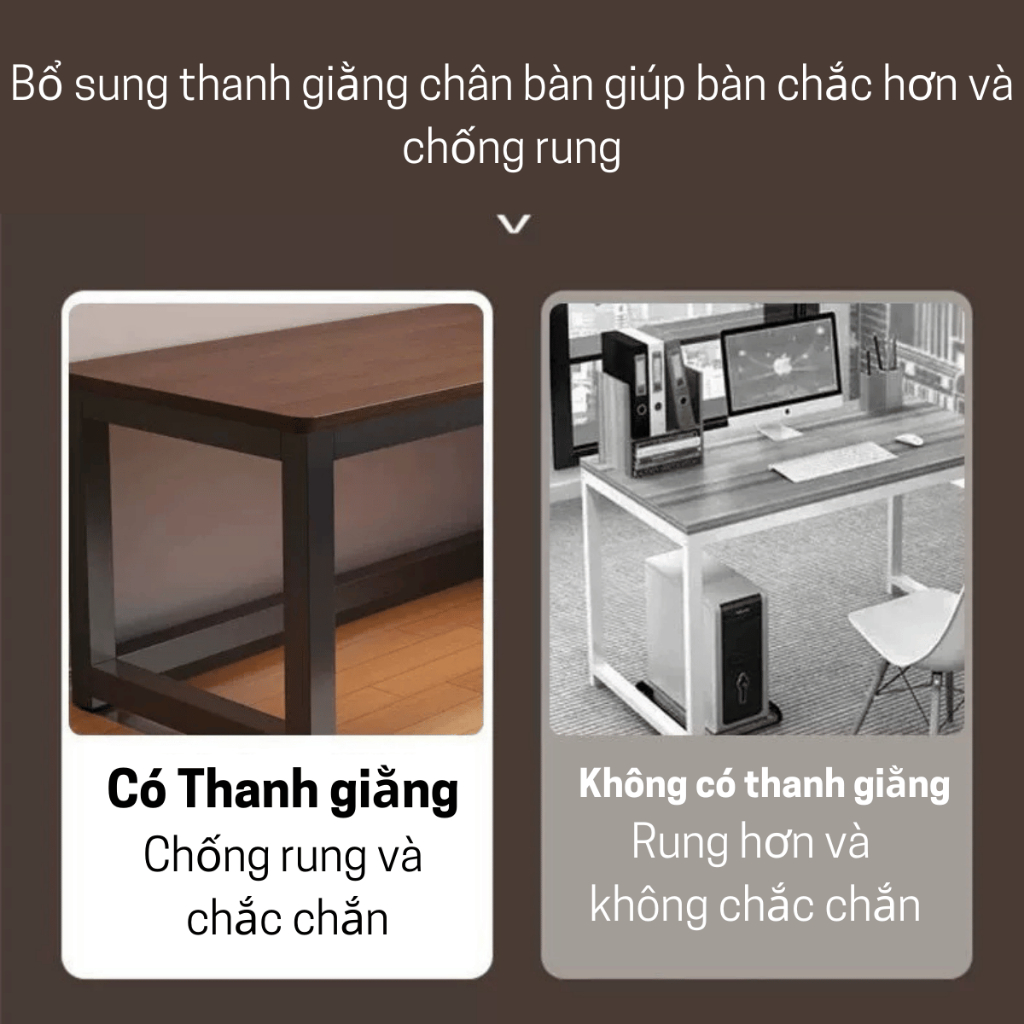 Bàn văn phòng, Bàn làm việc chân sắt 4x4cm sơn tĩnh điện, Mặt MDF 15mm, chịu tải lớn | BigBuy360 - bigbuy360.vn