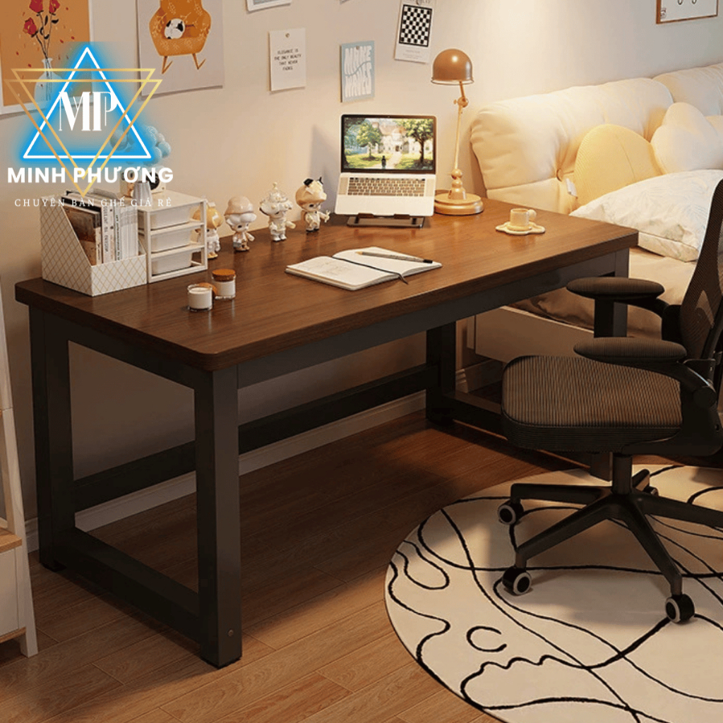 Bàn làm việc giá rẻ, Bàn văn phòng chân sắt 4x4cm sơn tĩnh điện, Mặt MDF 15mm, chịu tải trên 250kg.
