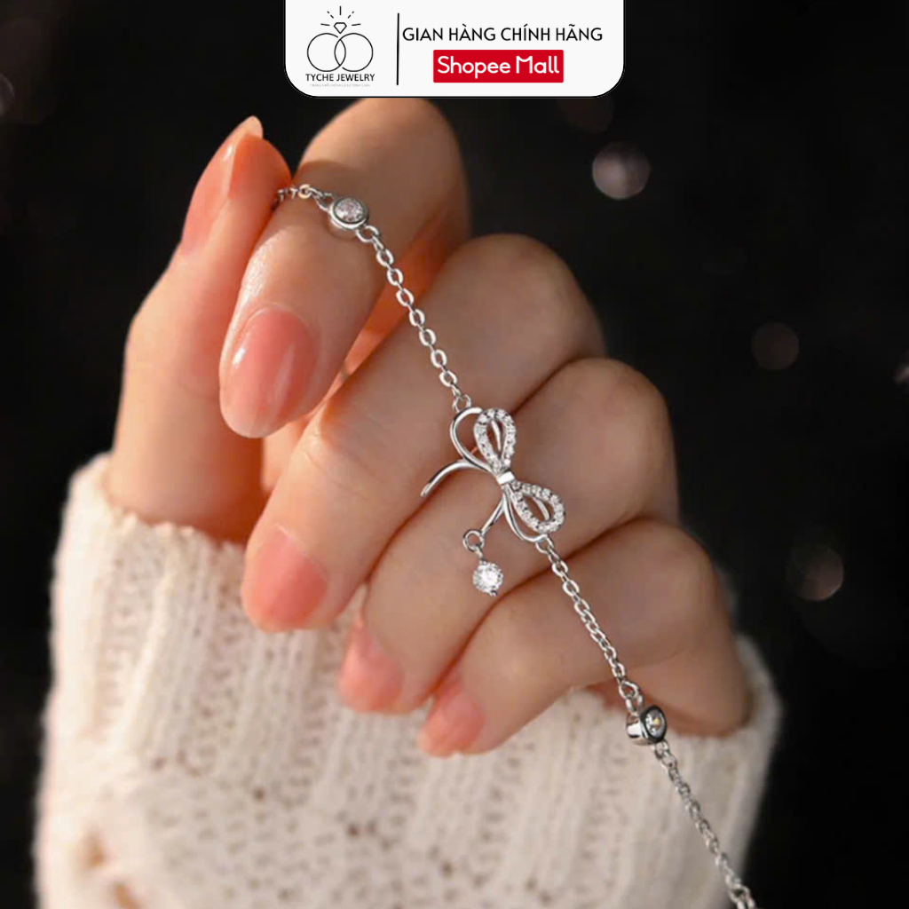  Lắc tay bạc Tyche Camellia charm nơ đính đá cá tính trang sức nữ cao cấp ý 925 TYCHE JEWELRY 