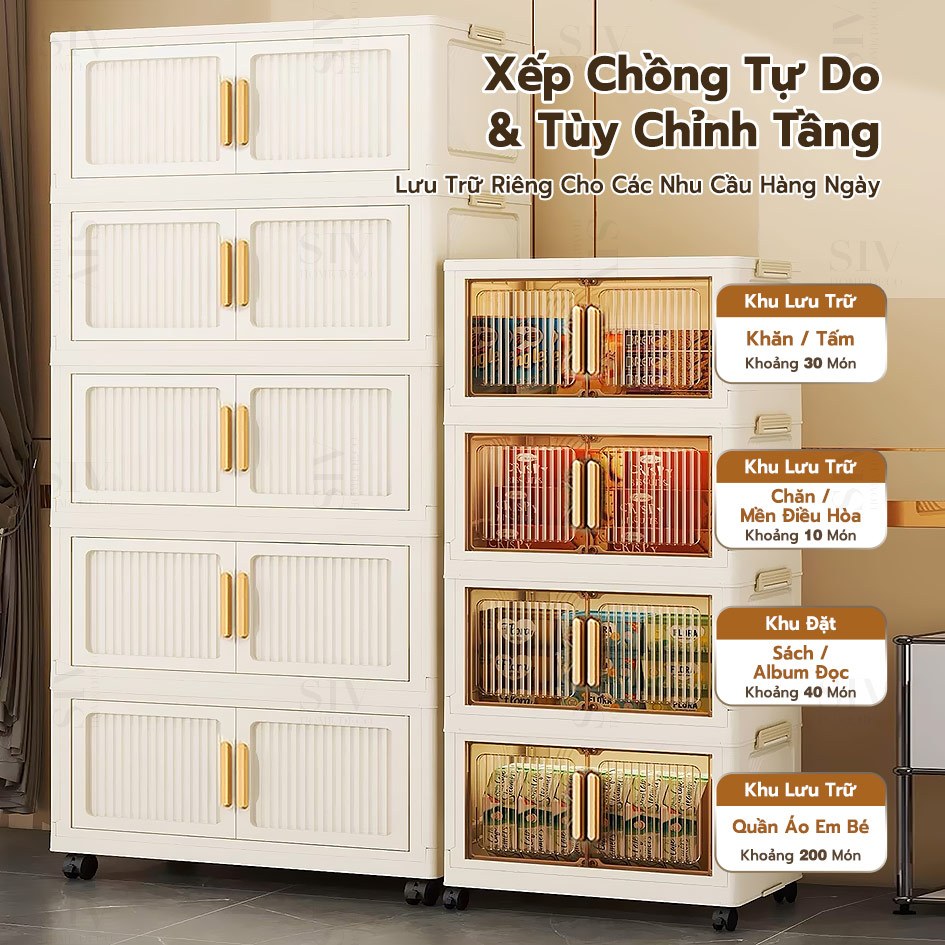 SIV 50-90CM Tủ lưu trữ có thể gập lại Tủ nhựa gấp Lắp đặt nhanh chóng | BigBuy360 - bigbuy360.vn