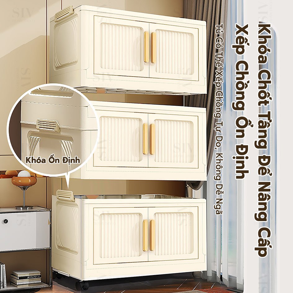 SIV 50-90CM Tủ lưu trữ có thể gập lại Tủ nhựa gấp Lắp đặt nhanh chóng | BigBuy360 - bigbuy360.vn