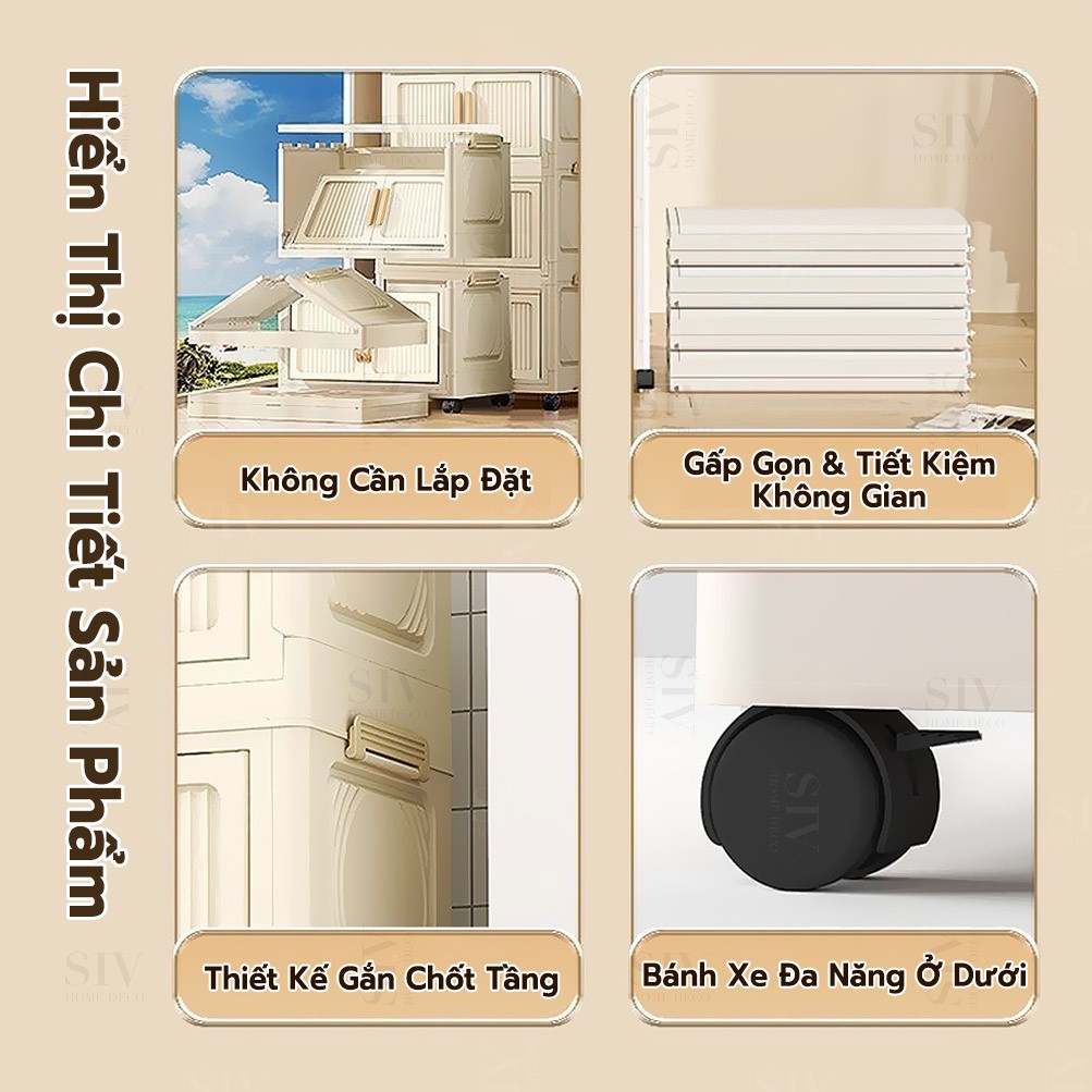 SIV 50-90CM Tủ lưu trữ có thể gập lại Tủ nhựa gấp Lắp đặt nhanh chóng | BigBuy360 - bigbuy360.vn