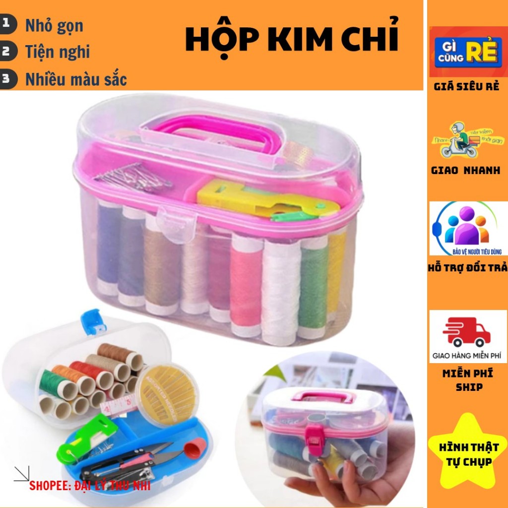 Hộp Kim Chỉ May Đồ Đa Năng Tiện Dụng 55 Món Phụ Kiện May Vá, Hộp Kim Chỉ Gia Đình Tiện Dụng