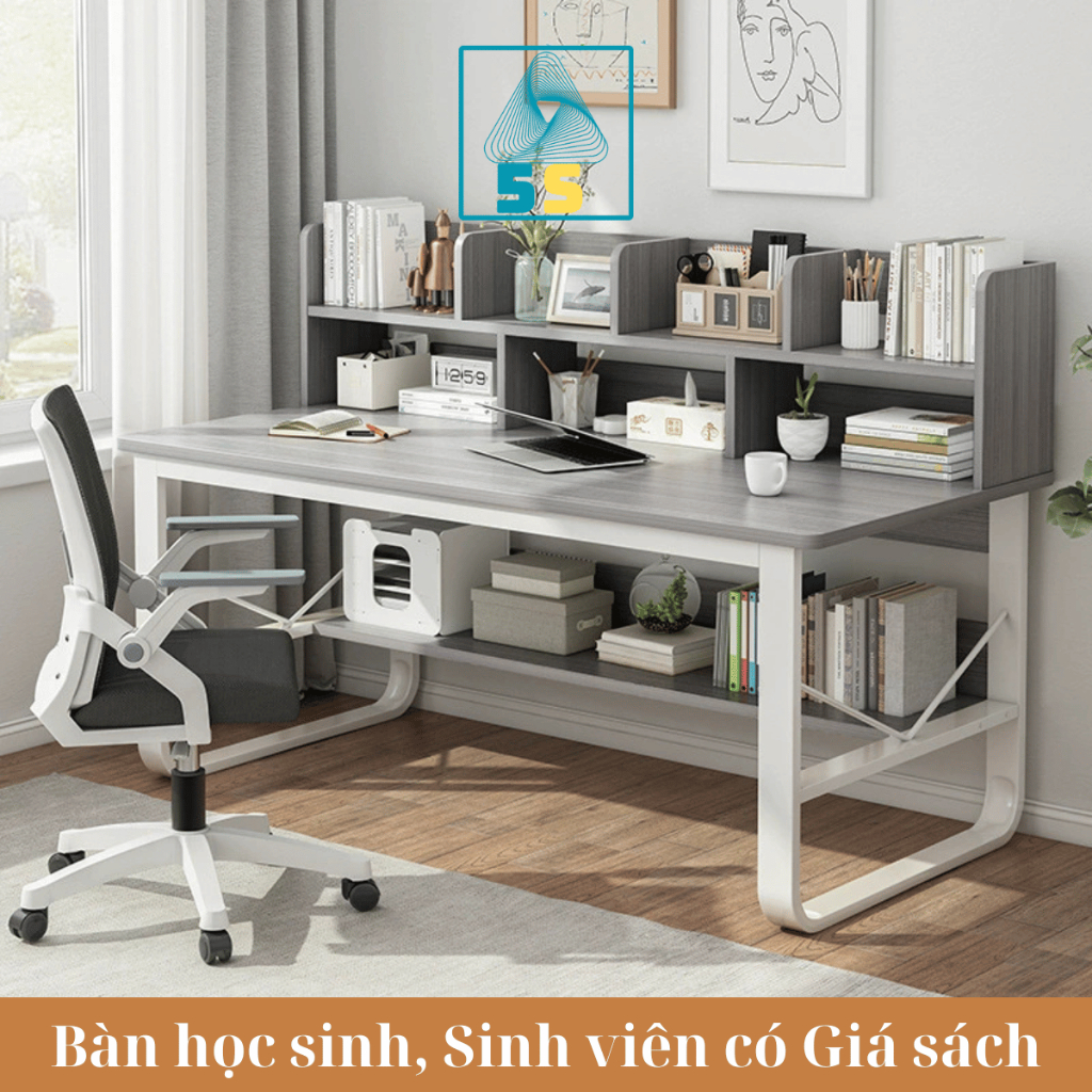 Bàn Làm Việc Tại Nhà Có Kệ – MDF 15mm – Chân Sắt U Cong Sơn – Đa Màu – Gọn Gàng & Tiện Dụng | BigBuy360 - bigbuy360.vn