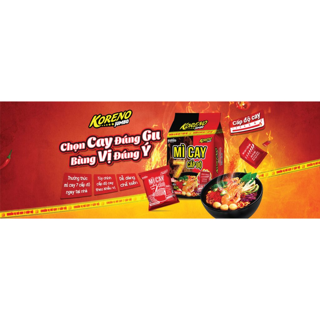 1 Lốc 10 Gói Koreno Jumbo Mì Cay 7 Cấp Độ – Thách Thức Vị Giác, Kích Thích Đam Mê