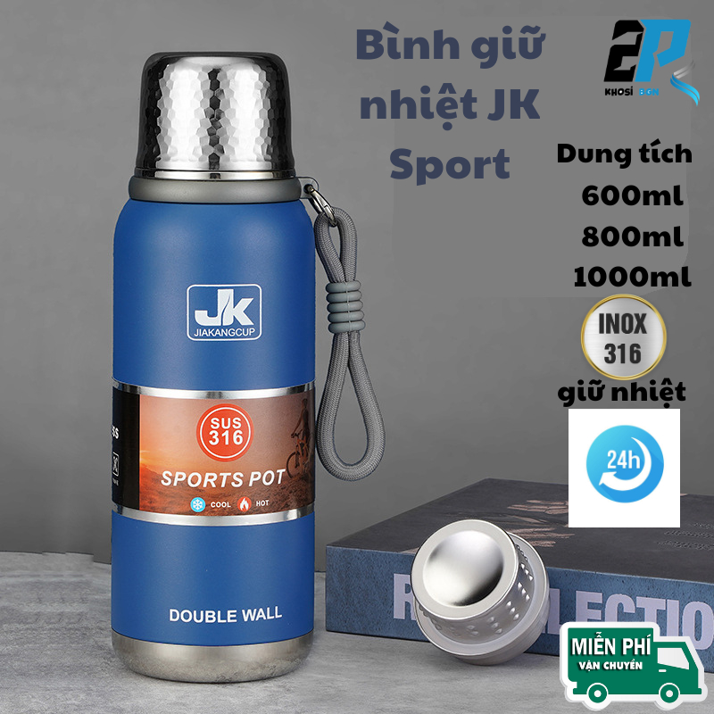 Bình nước giữ nhiệt JK sports inox 316 giữ nhiệt 24h bình giữ nhiệt có nắp cốc