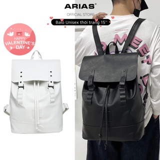 Balo nam nữ da PU unisex đi chơi đi học đựng vừa laptop 15,7inch, cặp sách chống nước cặp sách mini màu đen trắng - BL22