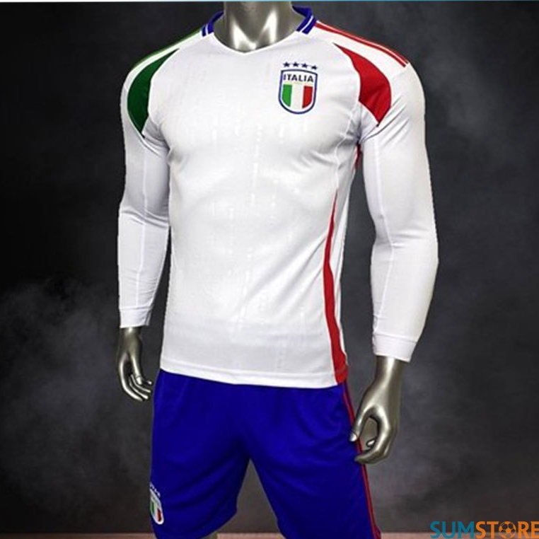 Áo Đội Tuyển Italia Trắng Tay Dài Mới Nhất - Áo Thể Thao Đá Bóng Unisex