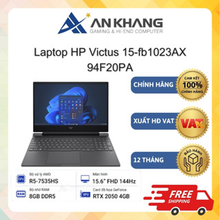 Laptop HP Victus 15-fb1023AX 94F20PA (AMD R5 7535HS,8GB RAM,512GB SSD,RTX 2050 4GB,15.6"FHD) Chính hãng Bảo hành 12Tháng