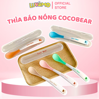 Thìa ăn dặm cảm biến nhiệt báo nóng Cocobear kèm hộp, muỗng ăn dặm mềm có báo nóng an toàn cho bé Luvamo