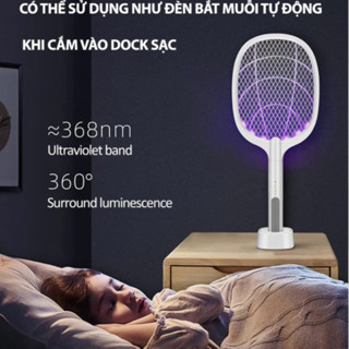 Vợt Muỗi Tự Động Kiêm Đèn Bắt Muỗi 2IN1 Tự Động Sạc Tích Điện, Vợt Bắt Muỗi Thông Minh Để Bàn HGHOME