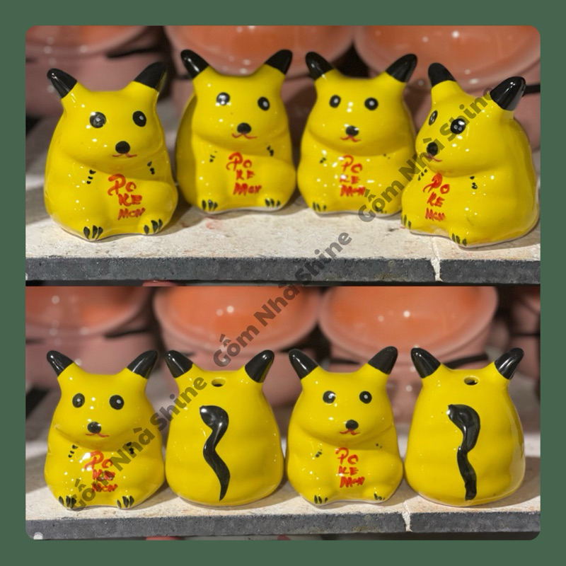 Heo tiết kiệm lợn đất chất liệu gốm sứ hình pikachu mini dễ thương | Gốm Nhà Shine