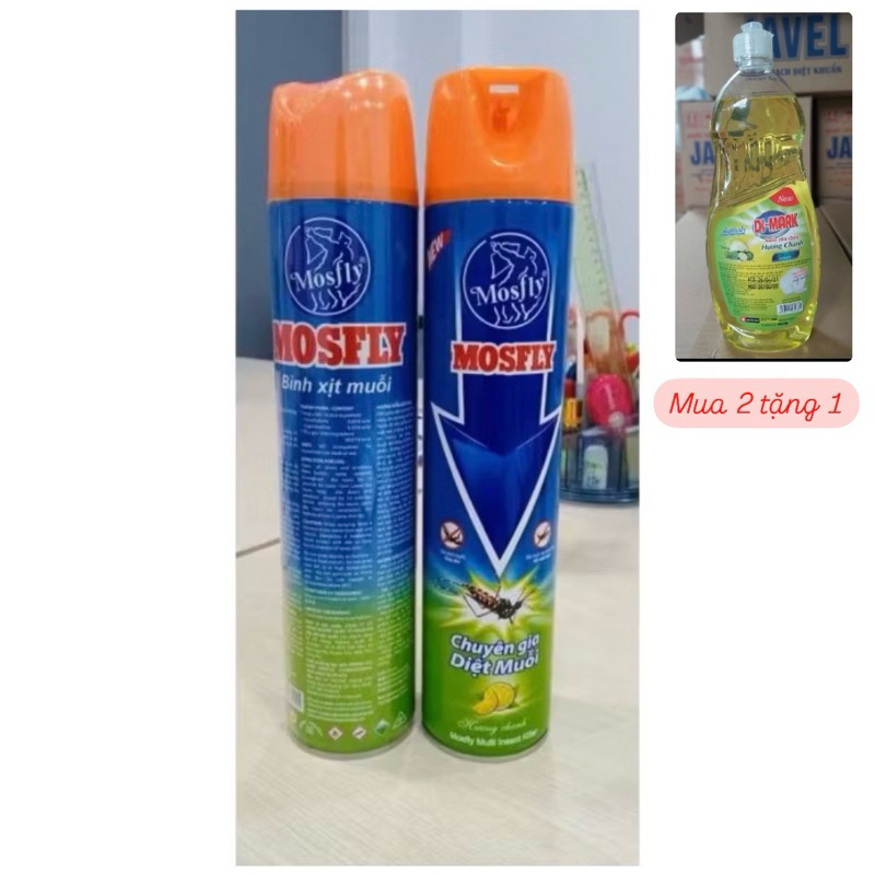 🔥[ TẶNG 1 NƯỚC RỬA CHÉN DIMARK KHI MUA 2 CHAI XỊT MUỖI] Bình Xịt Muỗi Mosfly Hương Chanh Chai 600ml