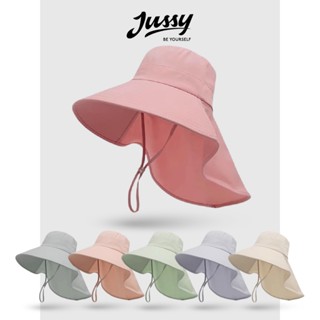 Mũ Chống Nắng Vành Rộng 12cm Kèm Khăn Che Full Vai Cổ JB48 Jussy Official Mũ Trùm Đầu Nữ Vải Cotton Chống Tia UV UPF50+