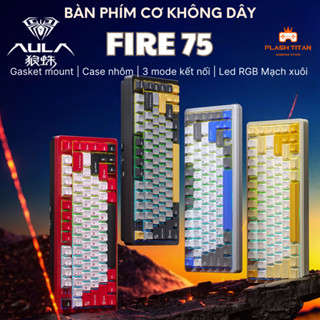 Bàn phím cơ không dây AULA Fire 75 - Khung nhôm CNC - Hỗ trợ hotswap - LED RGB - 3 mode kết nối