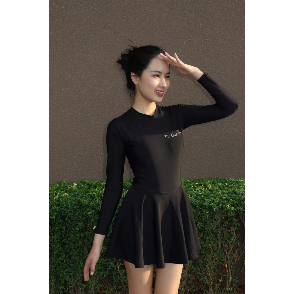 Đồ bơi liền thân nữ Bikini một mảnh kín đáo dạng váy đi biển áo tắm khóa zip tay ngắn & dài size S - 2XL The Queen 082 | BigBuy360 - bigbuy360.vn