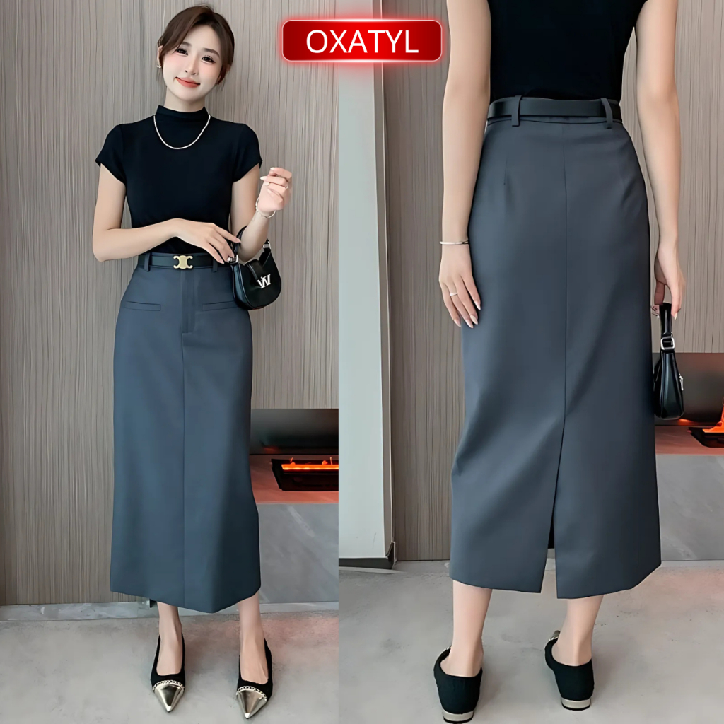 Chân váy xuông ép mùng cao cấp dài 80cm Oxatyl V56 Chân váy công sở dáng dài thanh lịch | BigBuy360 - bigbuy360.vn