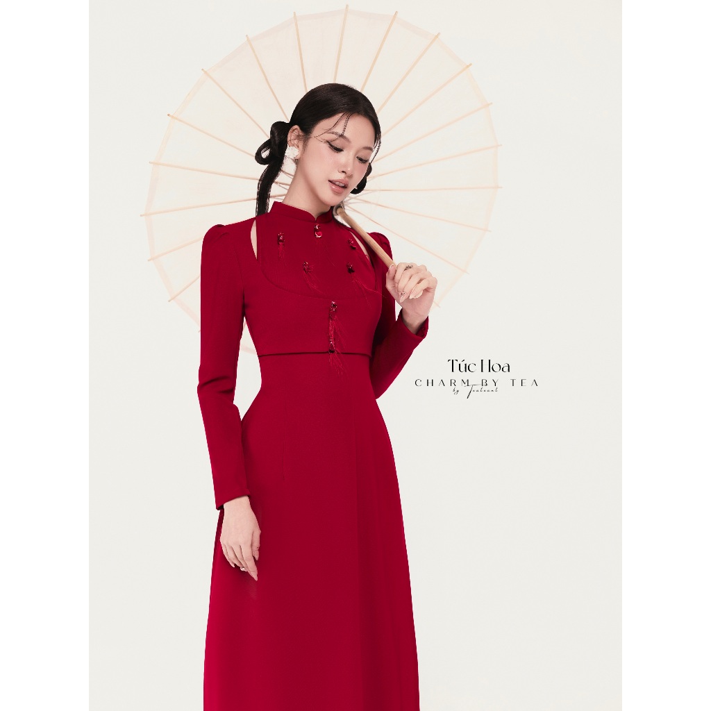 Áo Dài Thiết Kế Charm By Tea: TÚC HOA (KÈM QUẦN) | BigBuy360 - bigbuy360.vn