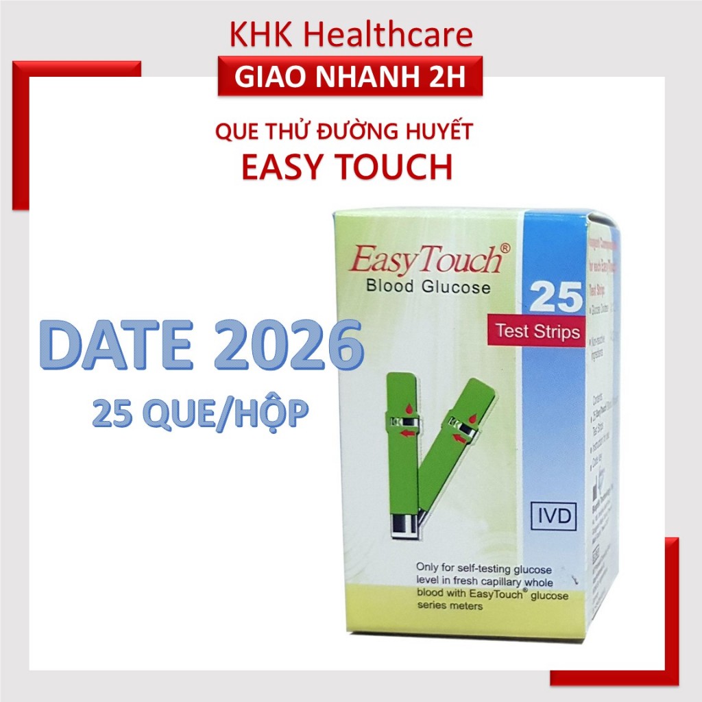 Que thử tiểu đường cho máy đo Easy Touch GCU ET322 (25 que)
