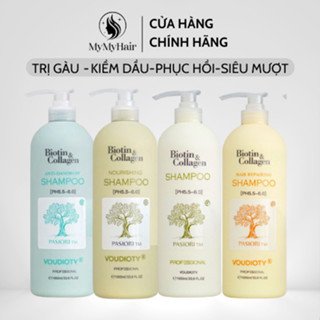 Dầu Gội Xả Phục Hồi Dưỡng Ẩm Giảm Rụng Mọc Tóc Biotin Collagen Voudioty 500ML-1000ML Trắng Vàng Xanh Lá Xanh Dương 2021