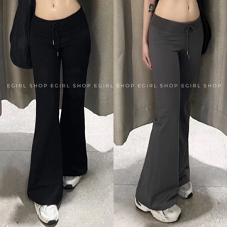 Quần nỉ nữ ống loe,quần ống rộng cạp thấp chất liệu dày dặn,dây rút phong cách retro,cá tính Egirl