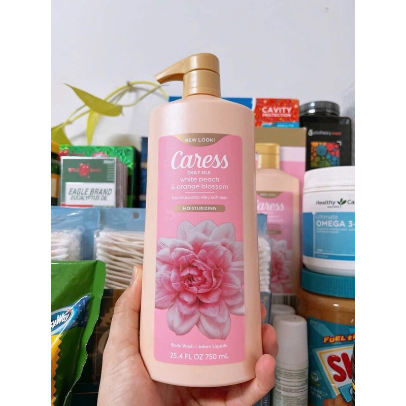 🌸🌸Sữa tắm dưỡng ẩm Caress Daily Silk White Peach & Orange Blossom 750ml của Mỹ