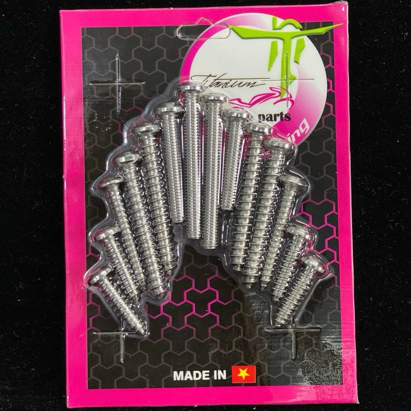 Bộ ốc inox 304 gắn cùm, đầu đèn, xi nhan trước, đèn hậu xe Super Dream, Dream thái