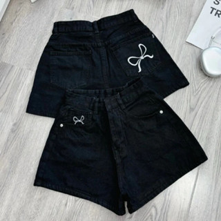 (có bigsize) Quần short đùi thêu 1 NƠ 🍭, Quần short jean nữ họa tiết thêu nơ túi