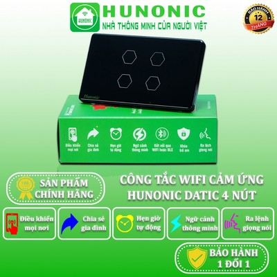 Công Tắc Cảm Ứng Wifi Giá Rẻ, Công Tắc Điều Khiển Từ Xa Qua Điện Thoại Hunonic Datic - HNSW