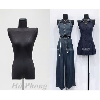 Manocanh Nữ Nửa Người Nhập Khẩu, Không Tay, Vai Ngang Thân Màu Đen