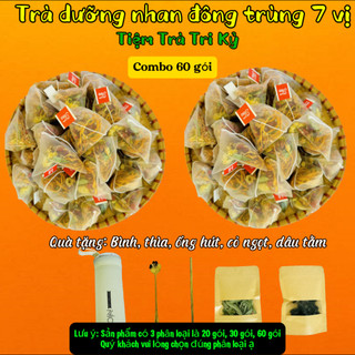  Trà dưỡng nhan đông trùng 7 vị - Tiệm Trà Tri Kỷ - Thành Phần: đông trùng táo đỏ kỷ tử nụ hồng hoa nhài,.. 