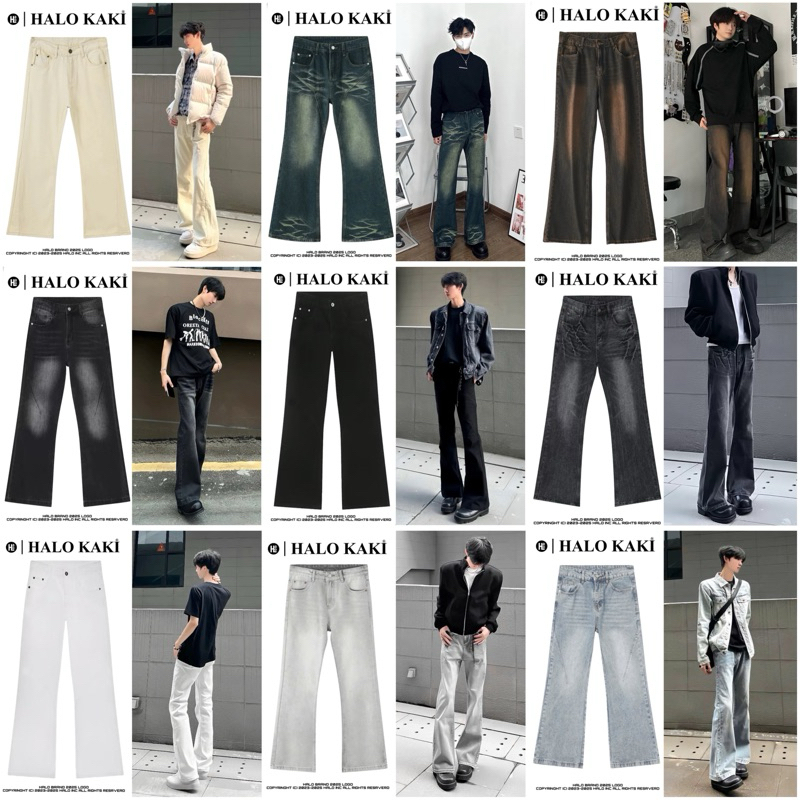 [FULL MÀU] JEANS LOE ĐEN/TRẮNG DOUYING - Quần jeans ống loe phong cách douying flare trơn loe nhẹ unisex halo kaki | BigBuy360 - bigbuy360.vn