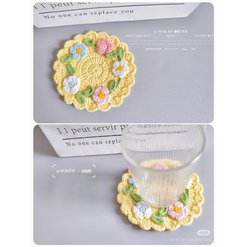 Đế lót cốc, miếng lót ly handmade từ len