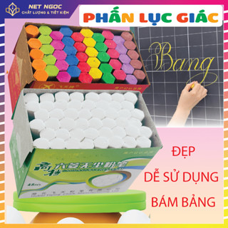 Phấn lục giác màu & trắng hộp 50 viên viết viết bảng, vẽ tranh