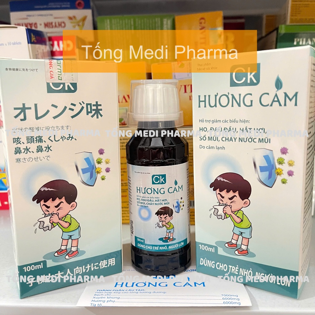 Siro cảm CK HƯƠNG CAM hỗ trợ giảm ho hắt hơi sổ mũi ngạt mũi do cảm lạnh 100ml