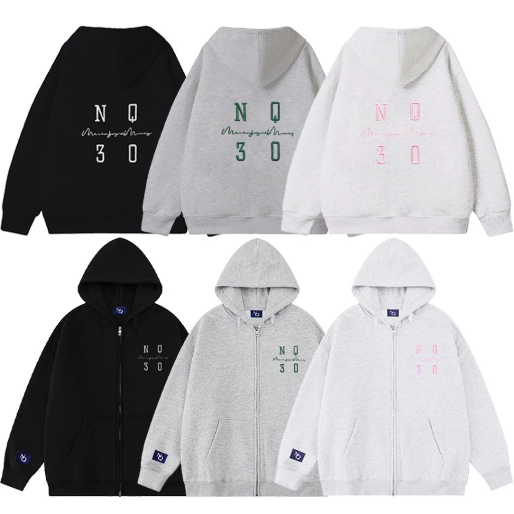 Áo Khoác Nỉ Hoodie Zip Nỉ Form Boxy Thêu NQ30 SQUARE Form Rộng Nam Nữ Unisex
