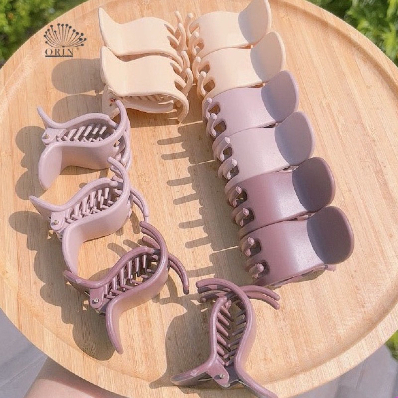 Set 12 Kẹp Tóc Càng Cua 3 Răng, 5 Răng Đen Nhám, Bóng Kẹp Tóc 5 Răng Màu Socola, Trà Sữa Hottrend