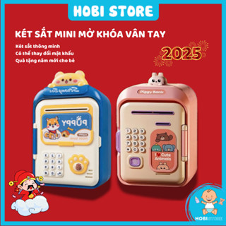 Đồ chơi két sắt đựng tiền tiết kiệm sử dụng mật khẩu quét mở khoá vân tay ống heo máy ATM quà tặng cho bé