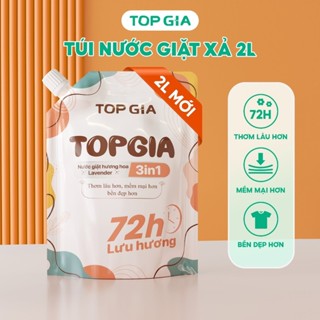 Nước giặt xả Top Gia túi 2L hương thơm tươi mát, 3in1 tạo bọt vừa phải giúp làm sạch và mềm vải