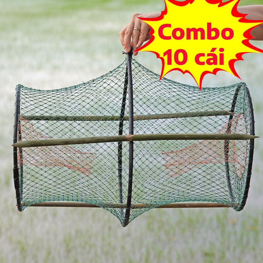 Combo 10 Lờ Cá Lóc, Cá Trê Cải Tiến Vành Nhựa Loại Lớn 38cm x64cm
