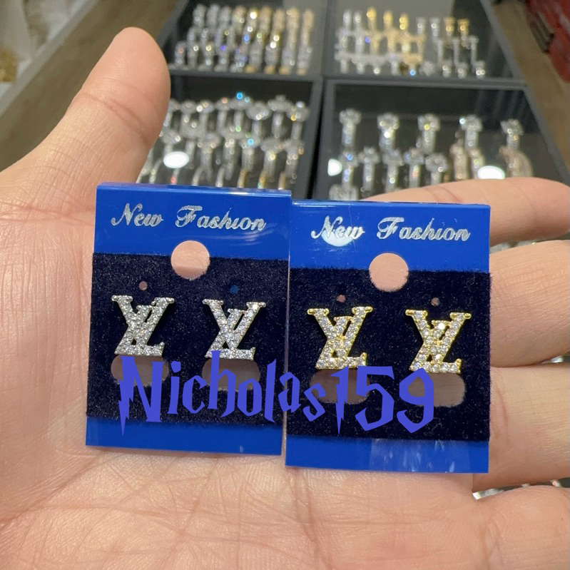 Bông tai V mạ vàng-bạch kim Nicholas159 trang sức sỉ