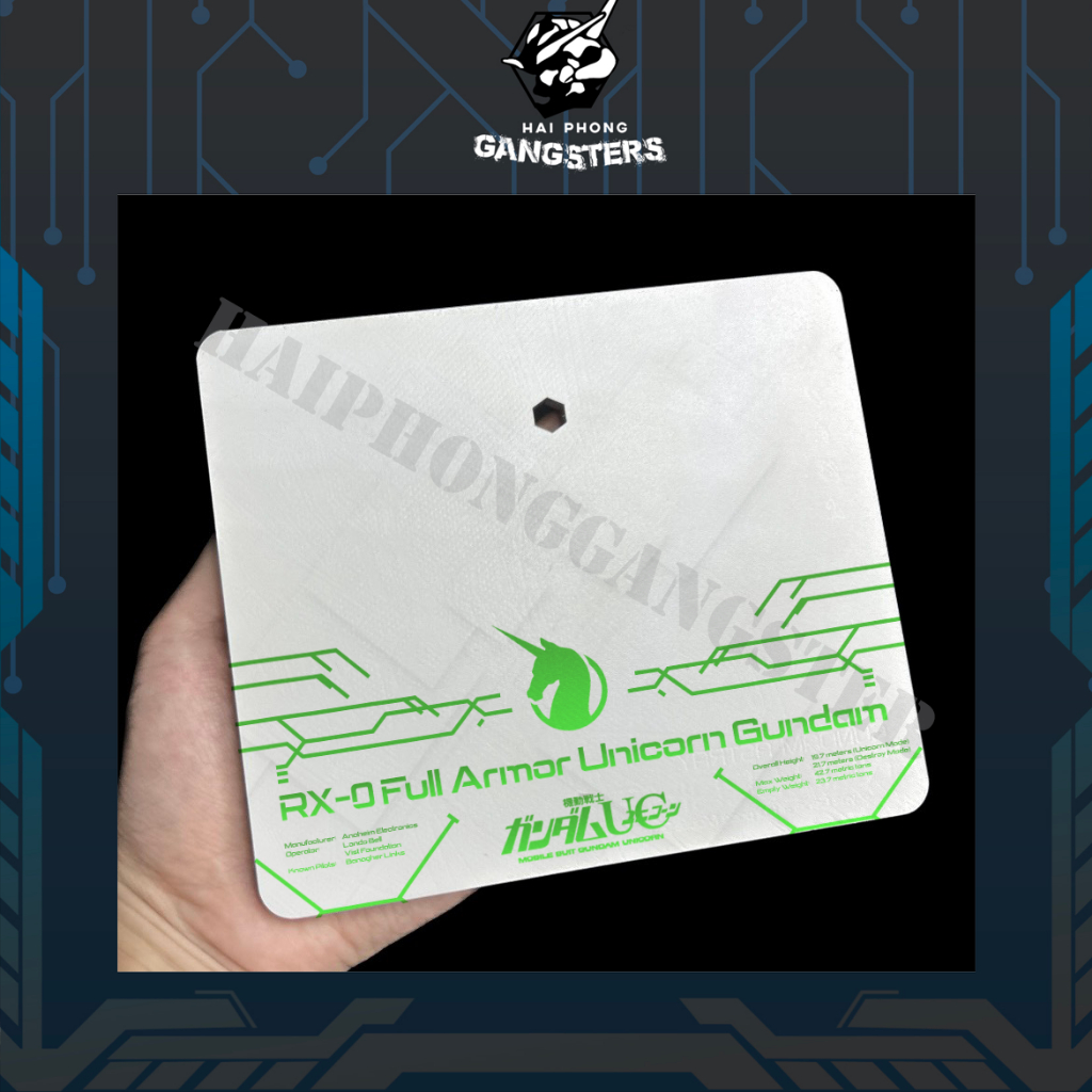 [Nhắn shop trước]UGG7 - UNICORN GUNDAM RX-0 FULL ARIMOR (green có viền) - Base mica dành cho UNICORN