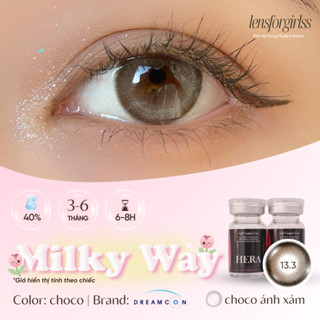 Kính áp tròng sz GIÃN TRÒNG xám sữa trong trẻo MILKY WAY CHOCO chính hãng HERA | Lens cận | LENSFORGIRLSS